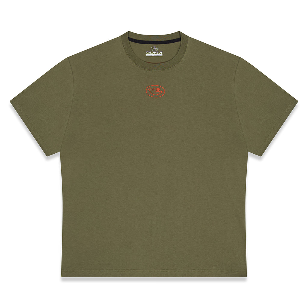T-SHIRT COLUMBUS FORK STICKER ARMY GREEN