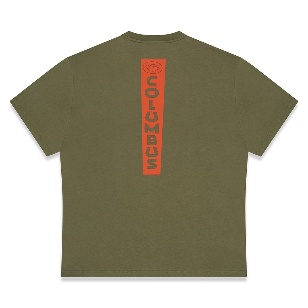 T-SHIRT COLUMBUS FORK STICKER ARMY GREEN