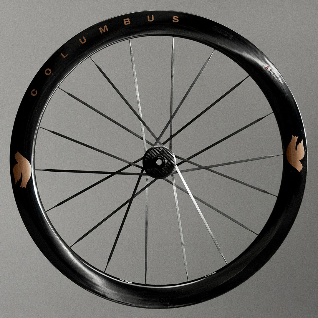Columbus Spirit 50C wheel, bronze decals, studio front view