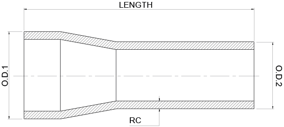 Head tubes — tapered — Technical drawing showing where each dimension is measured.